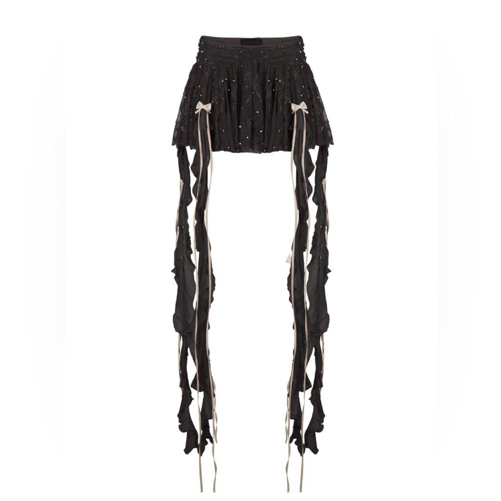 ANIYE RECORDS Kayla Lace Skirt with Rhinestones and Bows